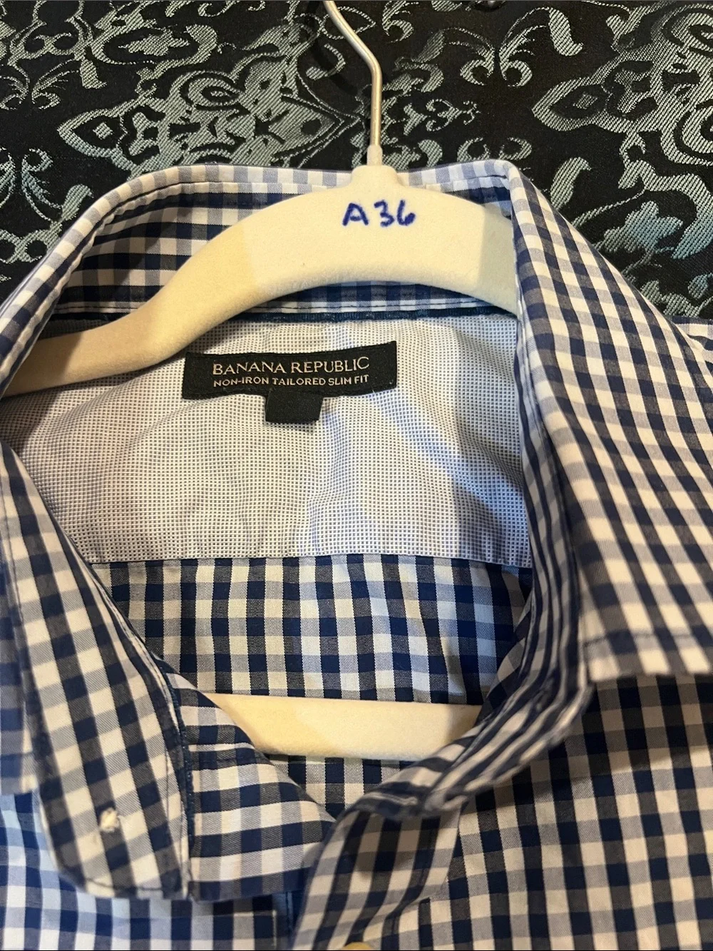 Banana Republic Blue and White Gingham Dress Shirt